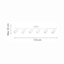 InLight Επιτοίχιο σποτ από μέταλλο σε λευκή απόχρωση 6XGU10 D:110cm (9086-6)