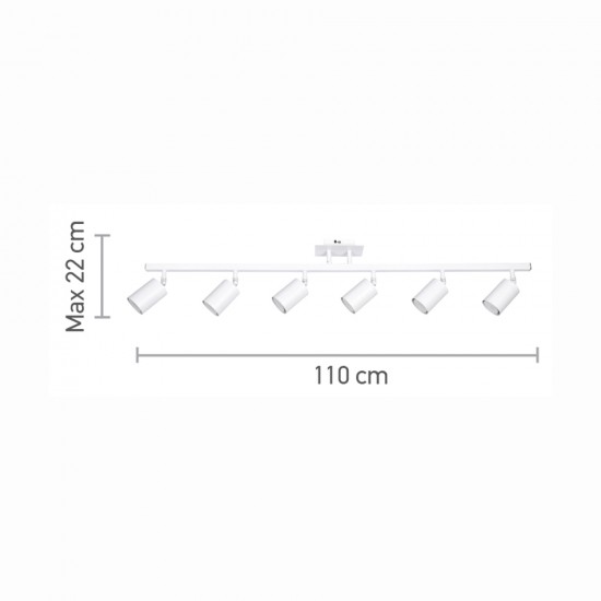 InLight Επιτοίχιο σποτ από μέταλλο σε λευκή απόχρωση 6XGU10 D:110cm (9086-6)