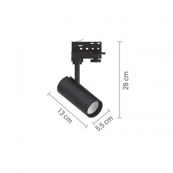 InLight Σποτ τριφασικής ράγας LED 10W 4000K σε μαύρη απόχρωση D:10cmX15,5cm (T01002-BL)