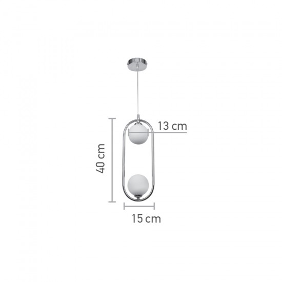 InLight Κρεμαστό φωτιστικό σε μαύρη απόχρωση και λευκή οπαλίνα 2XG9 D:40cm (4023-BL)