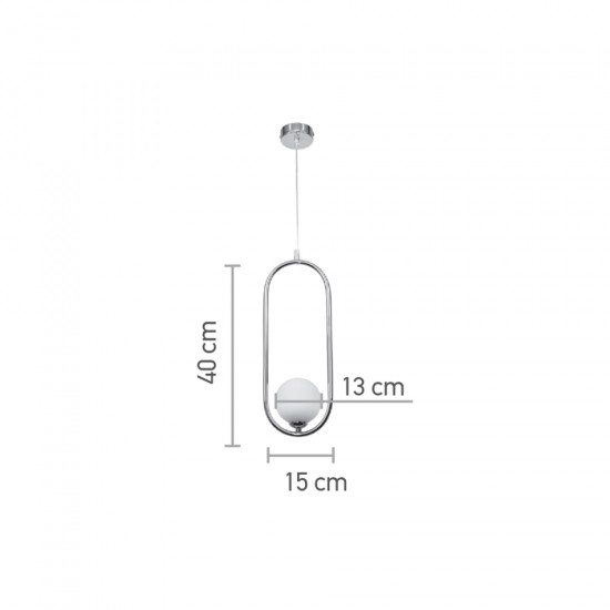 InLight Κρεμαστό φωτιστικό σε χρώμιο απόχρωση και λευκή οπαλίνα 1XG9 D:40cm (4022-CH)