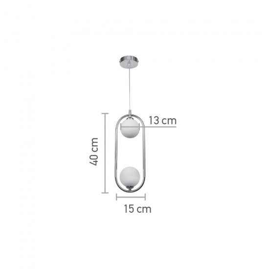 InLight Κρεμαστό φωτιστικό σε χρώμιο απόχρωση και λευκή οπαλίνα 2XG9 D:40cm (4023-CH) InLight Κρεμαστό φωτιστικό σε χρώμιο απόχρωση και λευκή οπαλίνα 2XG9 D:40cm (4023-CH)