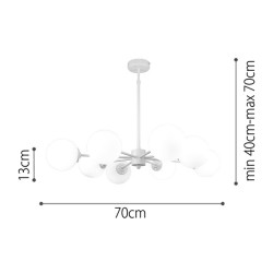 InLight Κρεμαστό φωτιστικό από λευκό μέταλλο και λευκή οπαλίνα 6XG9 D:70cm (5012-8)