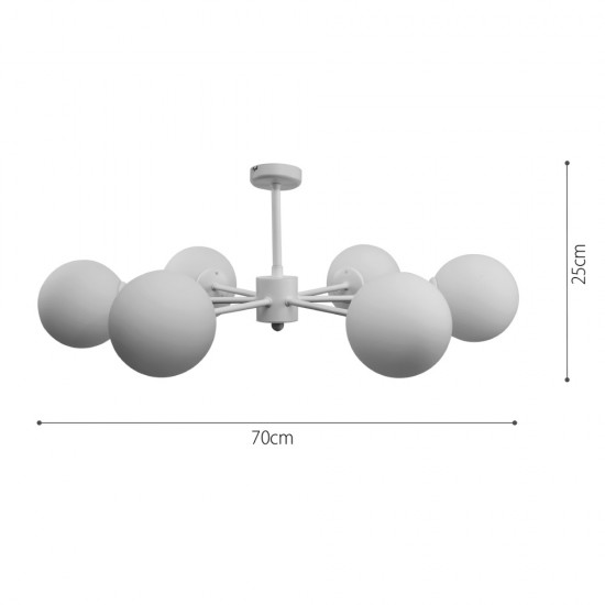InLight Κρεμαστό φωτιστικό από λευκό μέταλλο και λευκή οπαλίνα 6XG9 D:70cm (5013-6) InLight Κρεμαστό φωτιστικό από λευκό μέταλλο και λευκή οπαλίνα 6XG9 D:70cm (5013-6)
