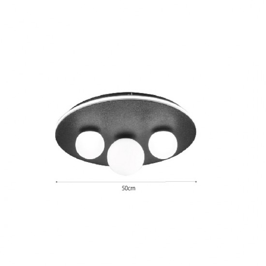 InLight Πλαφονίερα οροφής LED 30W 3CCT (by switch on base) και 3XG9 σε μαύρο χρώμα D:50cm (6089-BL)