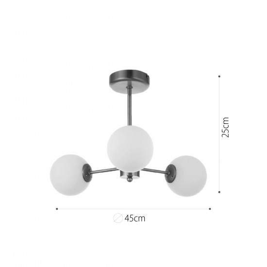 InLight Κρεμαστό φωτιστικό από χρυσό ματ μέταλλο και λευκή οπαλίνα 3XG9 D:45cm (5015-3)