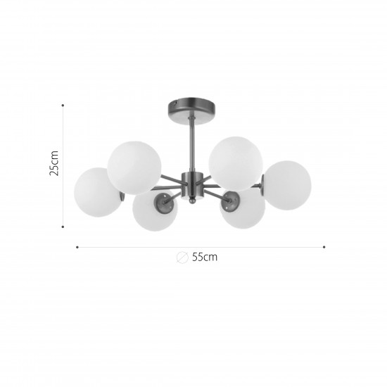 InLight Κρεμαστό φωτιστικό από χρυσό ματ μέταλλο και λευκή οπαλίνα 6XG9 D:55cm (5015-6)