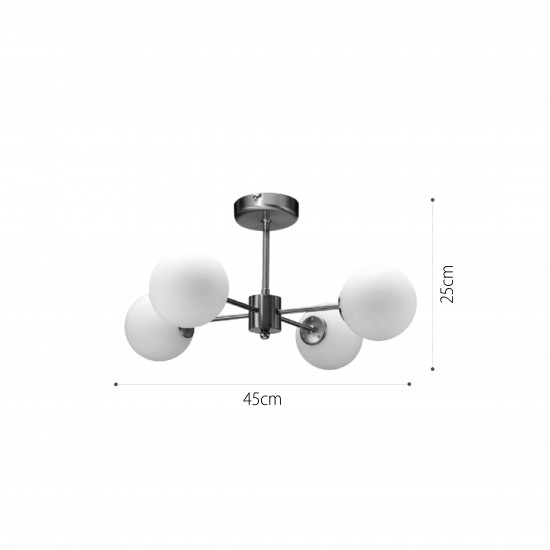 InLight Κρεμαστό φωτιστικό από χρυσό ματ μέταλλο και λευκή οπαλίνα 4XG9 D:45cm (5015-4)