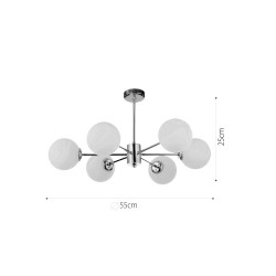 InLight Κρεμαστό φωτιστικό από χρώμιο μέταλλο και λευκή οπαλίνα 6XG9 D:55cm (5014-6)