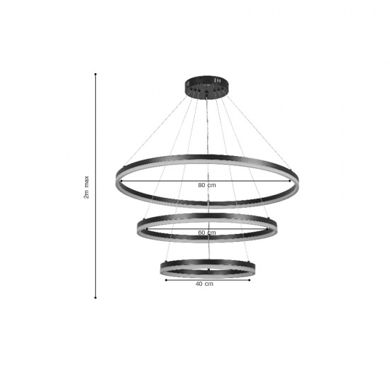 InLight Κρεμαστό φωτιστικό LED 100W 3CCT (by switch on base) 6095-A-Black InLight Κρεμαστό φωτιστικό LED 100W 3CCT (by switch on base) 6095-A-Black