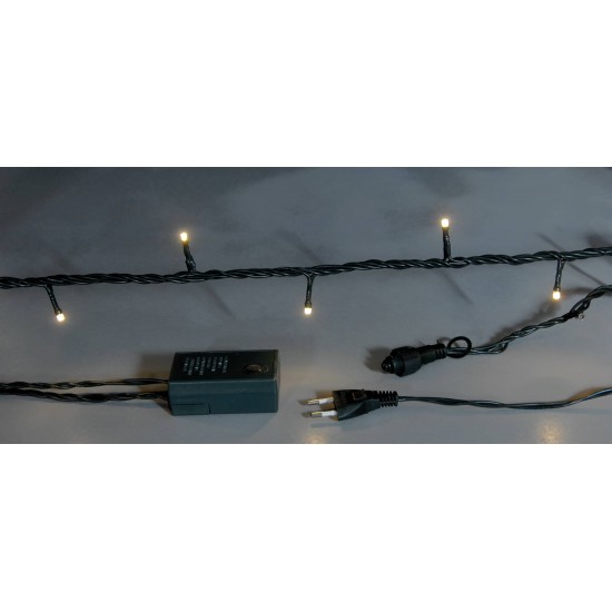 180Led Λαμπάκια Με Επέκταση Και Πρόγραμμα ,Πράσινο Καλώδιο/Θερμό Λαμπάκι , 19,5 Μέτρα