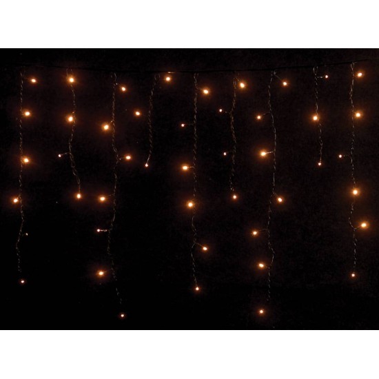 100Led Ασύμμετρη Κουρτίνα Με Επέκταση 200 x 70(h)cm,Πράσινο Καλώδιο/Θερμό Λαμπάκι