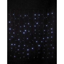 240Led Συμμετρική Κουρτίνα Με Επέκταση 200 x 100(H)cm,Πράσινο Καλώδιο/Λευκό Λαμπάκι