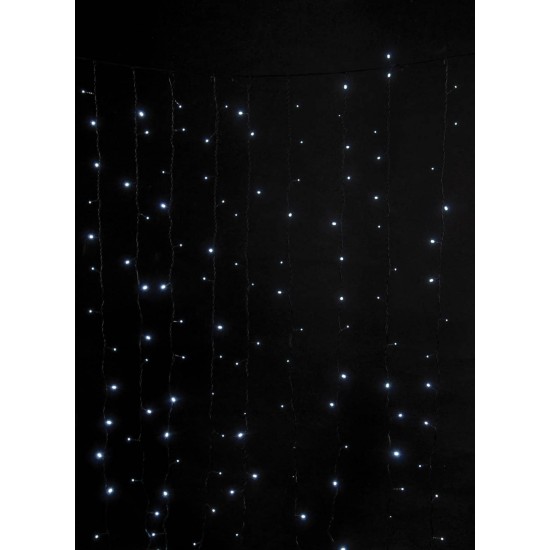 360Led Συμμετρική Κουρτίνα Με Επέκταση 200 x 200(H)cm,Πράσινο Καλώδιο/Λευκό Λαμπάκι