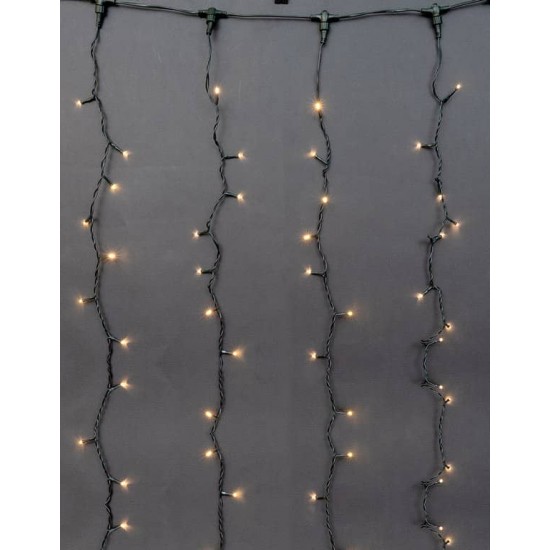 740L Led Συμμετρική Κουρτίνα Με Επέκταση 400 x 300(h)cm,Με Πράσινο Καλώδιο/Θερμό Λαμπάκι