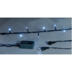 100Led Λαμπάκια Με Επέκταση Και Πρόγραμμα ,Πράσινο Καλώδιο/Λευκό Λαμπάκι , 6,5 Μέτρα