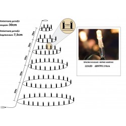 223Led Λαμπάκια Κώνος Με Μετασχηματιστή Ip44 Με Πράσινο Καλώδιο/Θερμό Λαμπάκι Για Δέντρο 210cm
