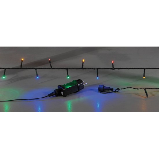 100Led Λαμπάκια Με Επέκταση,Πρόγραμμα Και Μετασχηματιστή Ip44 ,Πράσινο Καλώδιο/Πολύχρωμο Λαμπάκι ,5 Μέτρα
