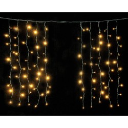 200Led Συμμετρική Κουρτίνα Με Επέκταση 100+100=200 x 100(H)cm,Πράσινο Καλώδιο/Θερμό Λαμπάκι