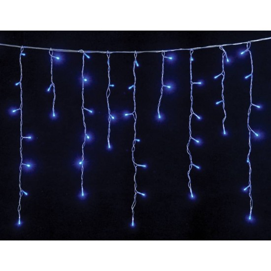 100Led Ασύμμετρη Κουρτίνα Με Επέκταση 200 x 100(h)cm,Διάφανο Καλώδιο/Μπλέ Λαμπάκι