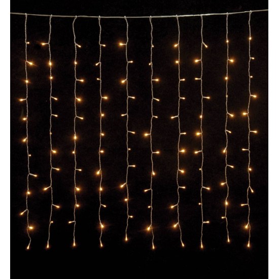 240Led Συμμετρική Κουρτίνα Με Επέκταση Ip44 200 x 100(h)cm ,Με Διάφανο Καλώδιο/Θερμό Λαμπάκι