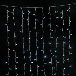 360Led Συμμετρική Κουρτίνα Ip44 Με Επέκταση 200 x 200(H)cm,Διάφανο Καλώδιο/Λευκό Λαμπάκι
