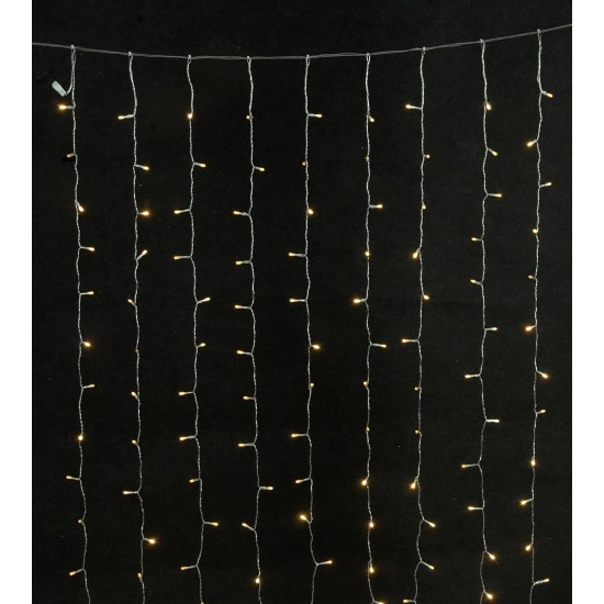 360Led Συμμετρική Κουρτίνα Ip44 Με Επέκταση 200 x 200(H)cm,Διάφανο Καλώδιο/Θερμό Λαμπάκι
