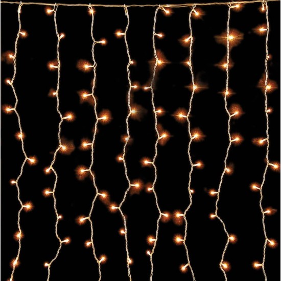 720L GS Συμμετρική Κουρτίνα Με Επέκταση,Διάφανο Καλώδιο/Θερμό Λαμπάκι 200 x 280(h)cm