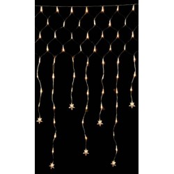 200 x 130cm, Ασύμετρη Κουρτίνα Με Επέκταση, Διάφανο Καλώδιο - Θερμό Λαμπάκι