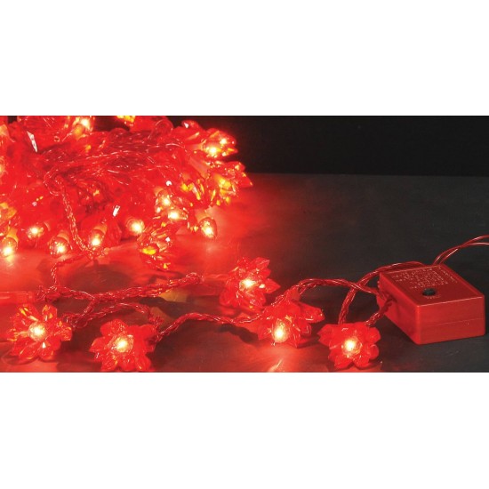 50 Λαμπάκια Με Ακρυλικά Σχέδια Και Προγράμματα Με Κόκκινο Καλώδιο Και Λαμπάκι, Απόσταση 9 Μέτρων