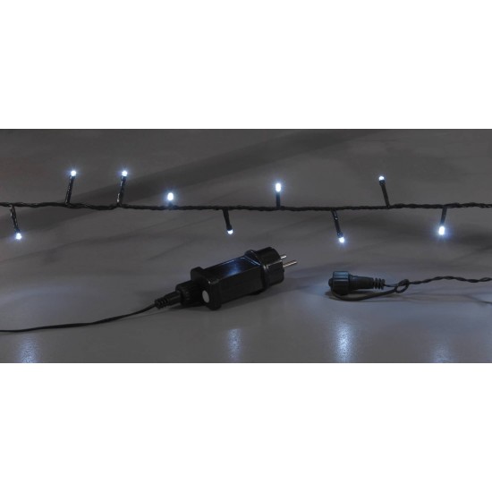 240Led Λαμπάκια Με Πρόγραμμα,Επέκταση Και Μετασχηματιστή Ip44 ,Πράσινο Καλώδιο/Λευκό Λαμπάκι 12 Μέτρα