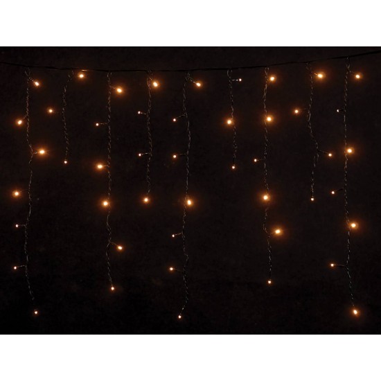 Led Ασύμμετρη Κουρτίνα Με Επέκταση Και Μετασχηματιστή 200 x 70(h)cm,Πράσινο Καλώδιο/Θερμό Λαμπάκι