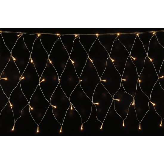 90Led Επεκτεινόμενη Συμμετρική Κουρτίνα Δίχτυ Με Πρόγραμμα Και Μετασχηματιστή Ip44 200 x 100(h)cm,Διάφανο Καλώδιο/Θερμό Λαμπάκι