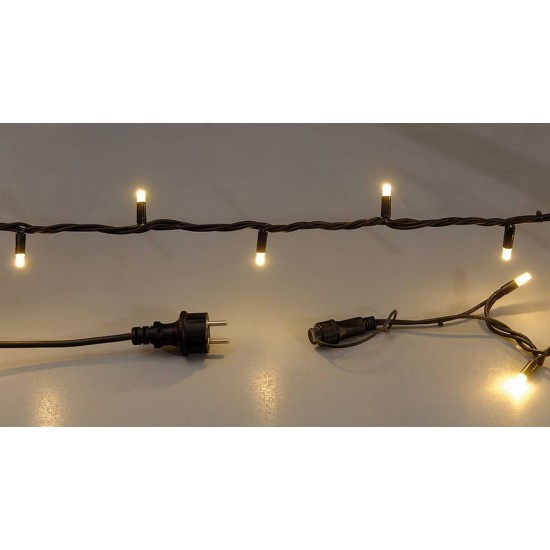 400Led Λαμπάκια Καουτσούκ Επεκτεινόμενα Ip65 Με Πράσινο Καλώδιο/Θερμό Λαμπάκι 39Μέτρα