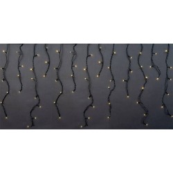 140Led Ασύμμετρη Κουρτίνα Με Επέκταση Και Μετασχηματιστή Ip44, 600 x 75(h)cm,Πράσινο Καλώδιο/ Θερμό Λαμπάκι