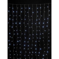740L Led Συμμετρική Κουρτίνα Με Μετασχηματιστή Ip44 Και Επέκταση 400 x 300(h)cm,Με Διάφανο Καλώδιο Και Λευκo Λαμπάκι