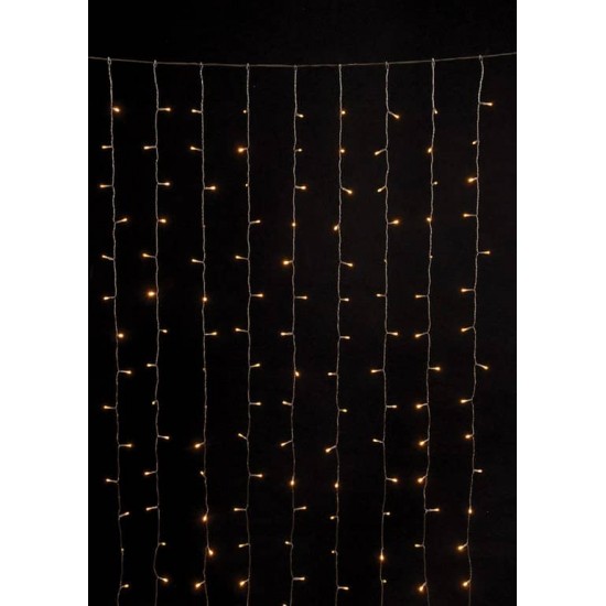 740Led Συμμετρική Κουρτίνα Με Μετασχηματιστή Ιp44 Και Επέκταση 400 x 300(h)cm,Με Διάφανο Καλώδιο/Θερμό Λαμπάκι