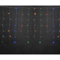 Led Ασύμμετρη Κουρτίνα Με Επέκταση Και Μετασχηματιστή 200 x 70(h)cm,Διάφανο Καλώδιο/Πολύχρωμο Λαμπάκι