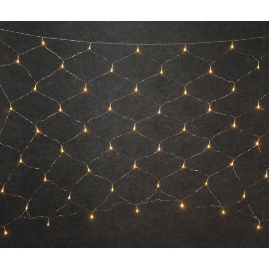 150Led Συμμετρική Κουρτίνα Δίχτυ Μέ Επέκταση Ip44 300 x 100(h)cm,Διάφανο Καλώδιο/Θερμό Λαμπάκι