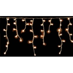 400 x 70cm, Ασύμετρη Κουρτίνα Με Επέκταση, Διάφανο Καλώδιο - Θερμό Λαμπάκι