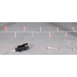 100Led Λαμπάκια Με Επέκταση Και Πρόγραμμα Ip44 ,Διάφανο Καλώδιο/Κόκκινο Λαμπάκι ,5 Μέτρα