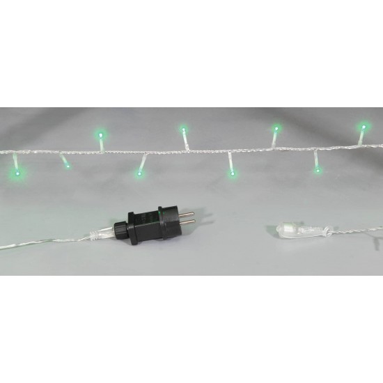 100Led Λαμπάκια Με Επέκταση Και Πρόγραμμα Ip44 ,Διάφανο Καλώδιο/Πράσινο Λαμπάκι ,5 Μέτρα