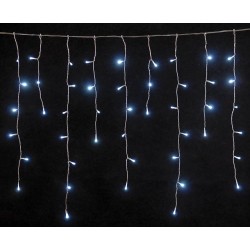 Led Ασύμμετρη Κουρτίνα Με Επέκταση Πρόγραμμα Και Μετασχηματιστή 200 x 70(h)cm,Διάφανο Καλώδιο/Λευκό Λαμπάκι