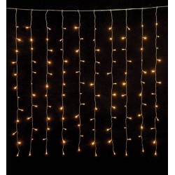 240Led Συμμετρική Κουρτίνα Με Επέκταση Πρόγραμμα Και Μετασχηματιστή 200 x 100(h)cm,Διάφανο Καλώδιο/Θερμό Λαμπάκι