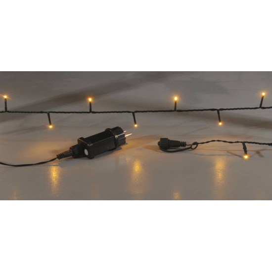 320Led Amber Λαμπάκια Με Πρόγραμμα,Επέκταση Και Μετασχηματιστή Ip44 ,Πράσινο Καλώδιο/Θερμό Λαμπάκι 16 Μέτρα