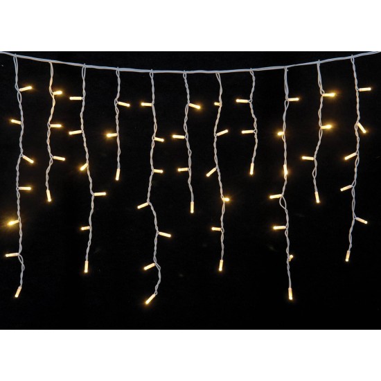 Led Ασύμμετρη Κουρτίνα Rubber Με Επέκταση Ip65 200 x 75(h)cm,Λευκό Καλώδιο/ Θερμό Λαμπάκι