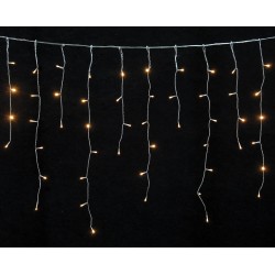 300Led Ασύμμετρη Κουρτίνα Με Επέκταση Και Μετασχηματιστή Ip44, 600 x 75(h)cm,Διάφανο Καλώδιο/ Θερμό Λαμπάκι