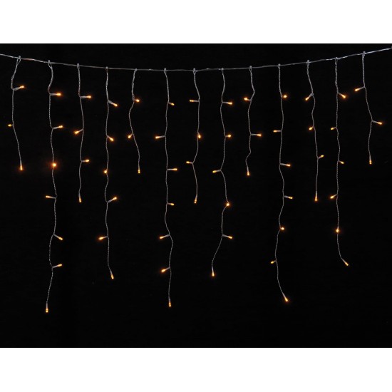 200Led Ασύμμετρη Κουρτίνα Μπαταρίας ΑΑ Με Χρονοδιακόπτη Διάφανο Καλώδιο/Θερμό Amber Λαμπάκι 300 x 70(h)cm.ip44