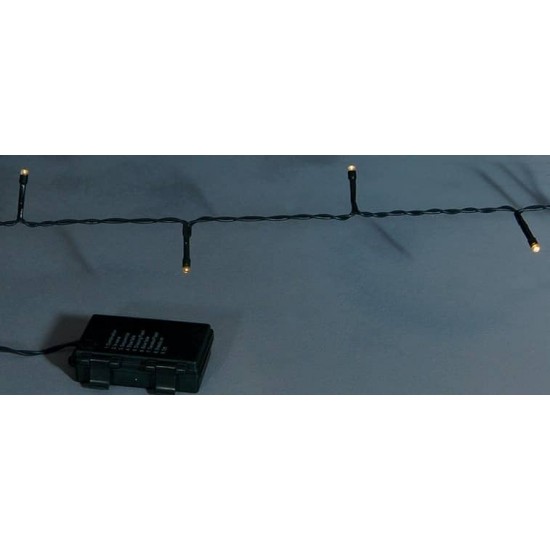 200Led Λαμπάκια Μπαταρίας Με Πρόγραμμα Και Χρονοδιακόπτη Πράσινο Καλώδιο / Θερμό Λαμπάκι , 15 Μέτρα