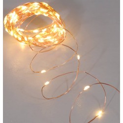100Led Λαμπάκια Μπαταρίας Με Θερμό Φωτισμό Και Χάλκινο Καλώδιο 10 Μέτρα